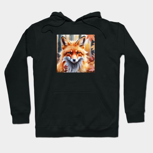 Fox with autumn leaves Hoodie by AnnArtshock